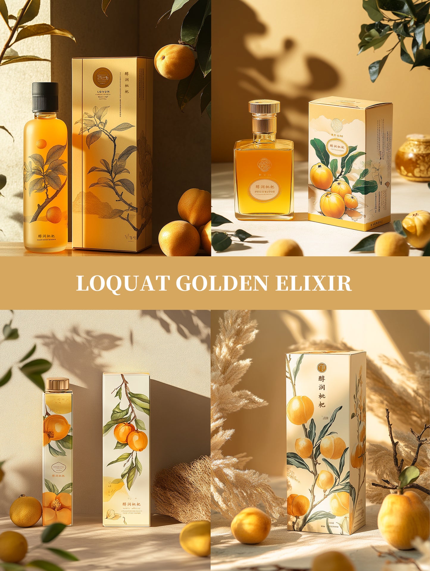 “ LOQUAT GOLDEN ELIXIR” Packing design ➕ physical samples