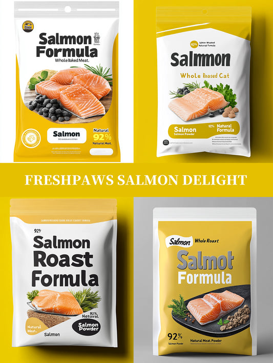 “FRESHPAWS SALMON DELIGHT” Packing design ➕ physical samples